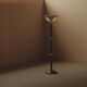 Art Deco floor lamp in oak, metal and glass, circa 1930