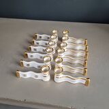 12 Limoges art porcelain knife rests in their case
