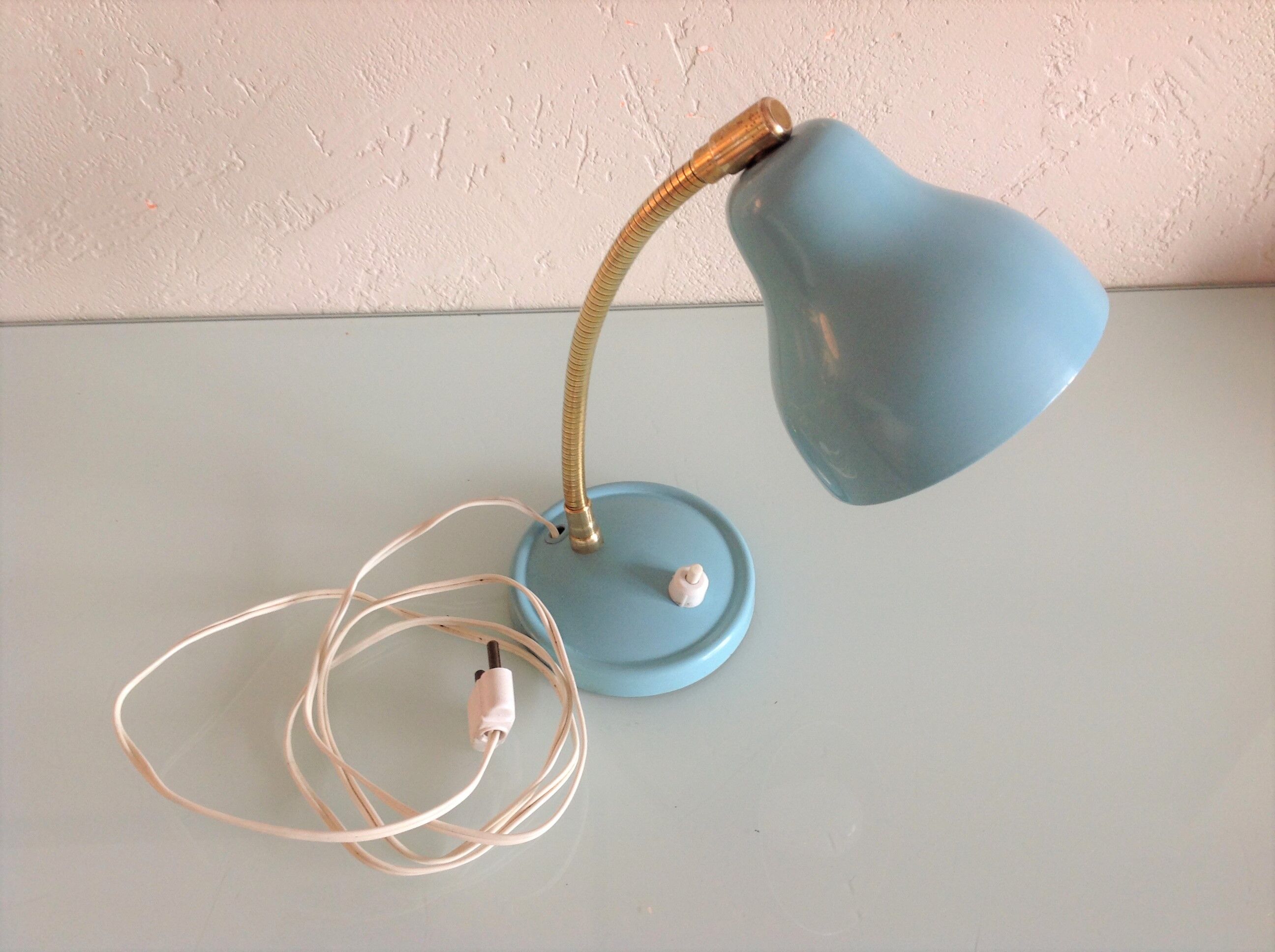 Sky blue / vintage casserole lamp 50s-60s