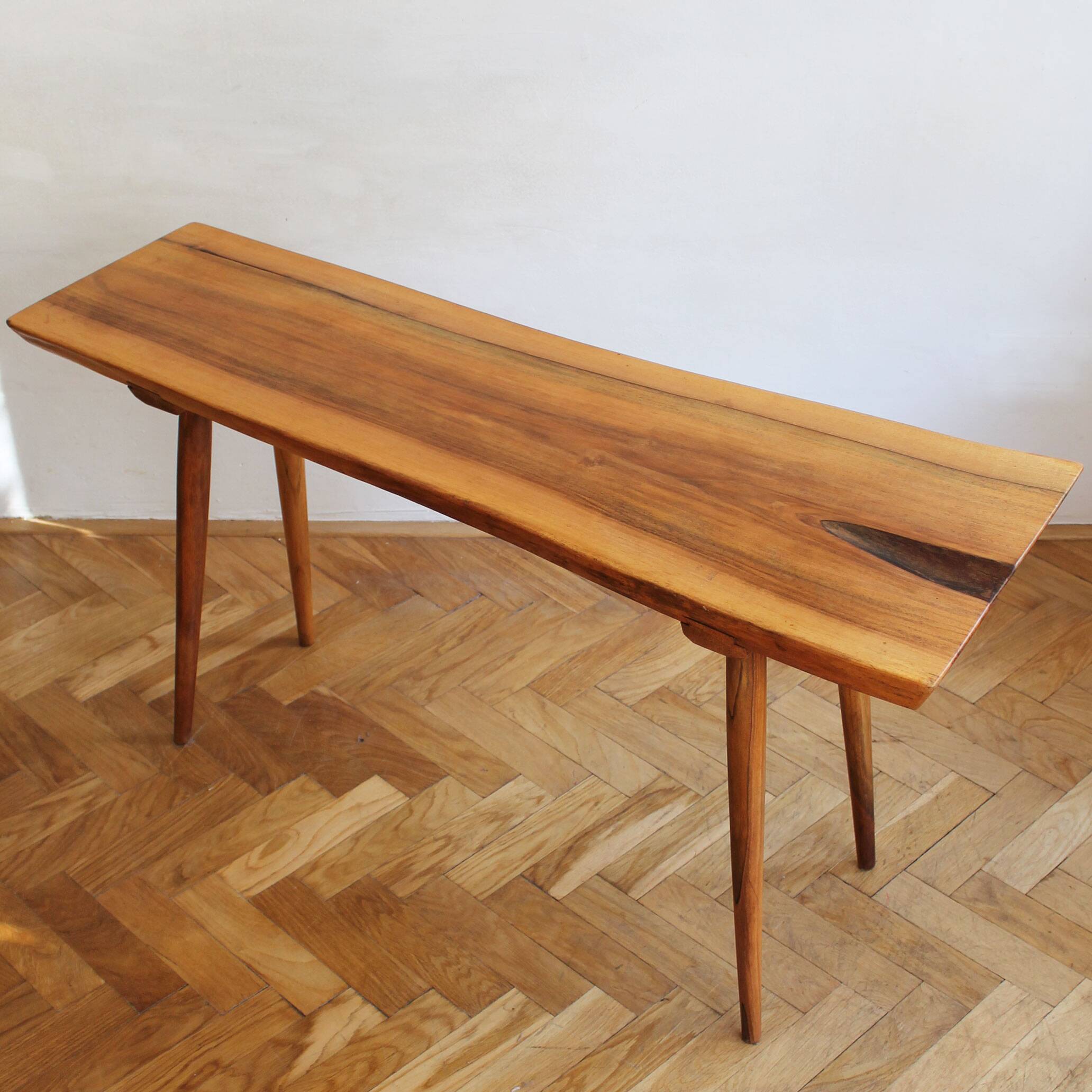 1960s Organic Solid Oak Side Table