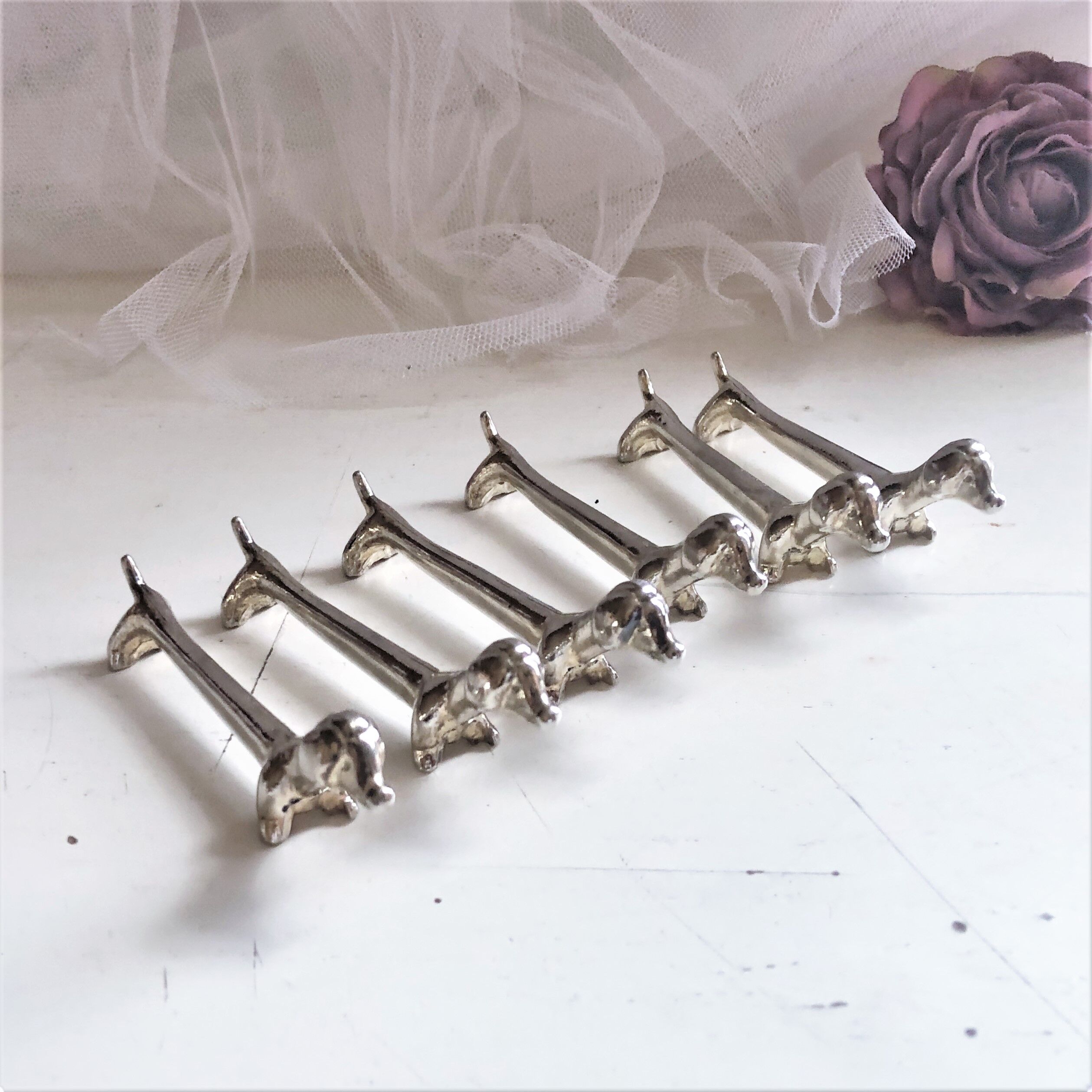 Lot de 6 porte-couteaux en métal argenté