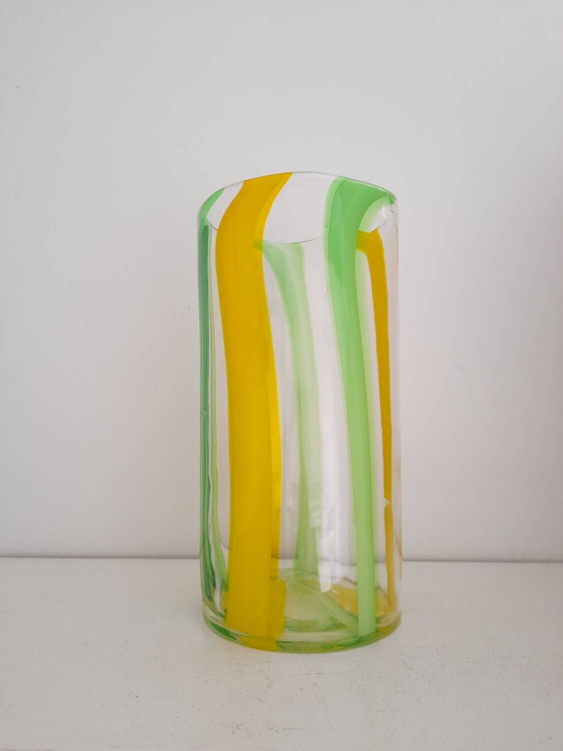 1980s lined blown glass vase