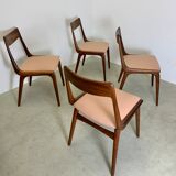 4x Alfred Christensen pour les chaises de salle à manger Slagelse Møbelvaerk 'Boomerang'
