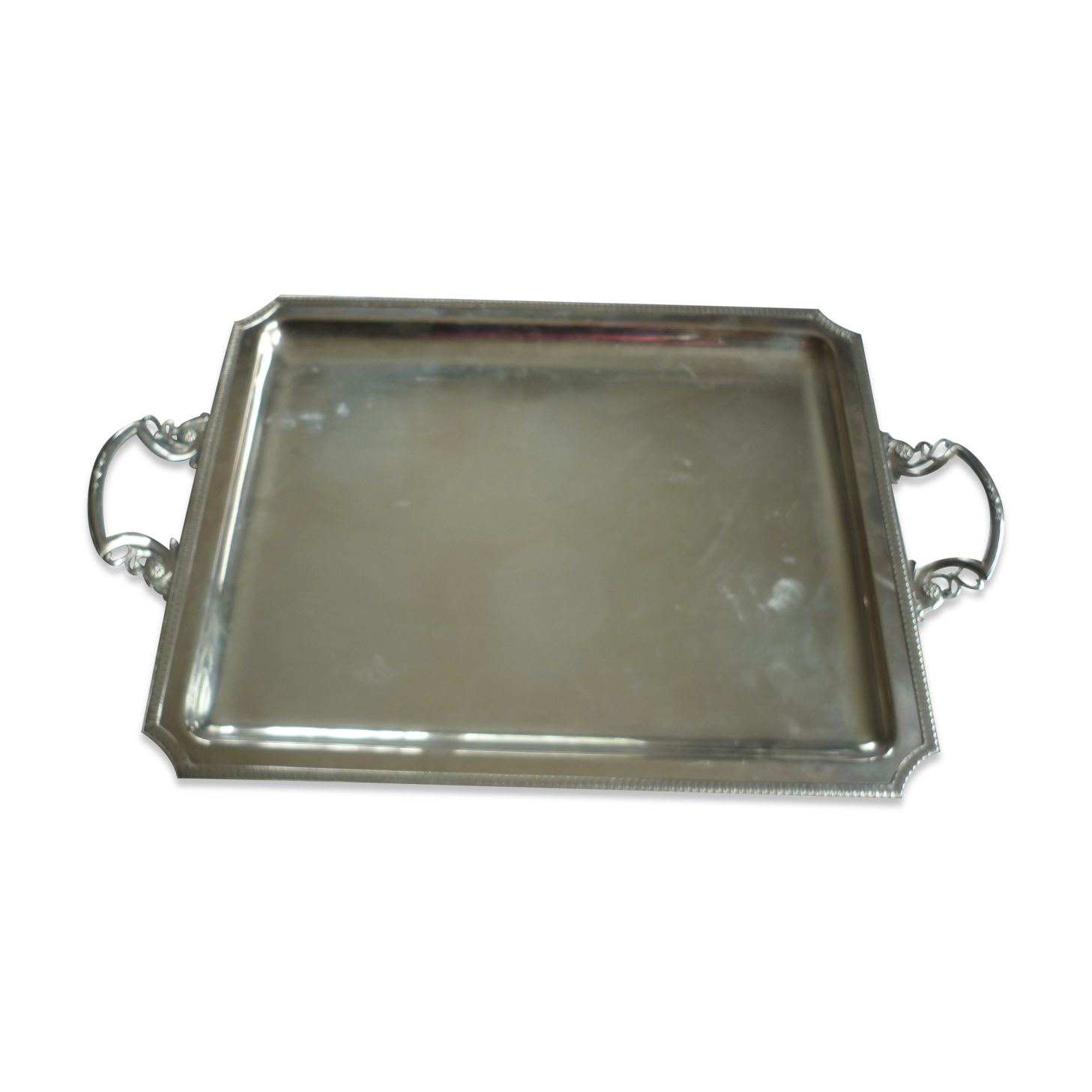 Presentation tray in silver metal