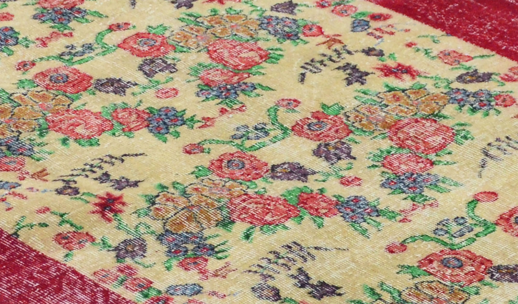 Anatolian handmade vintage rug 205 cm x 116 cm