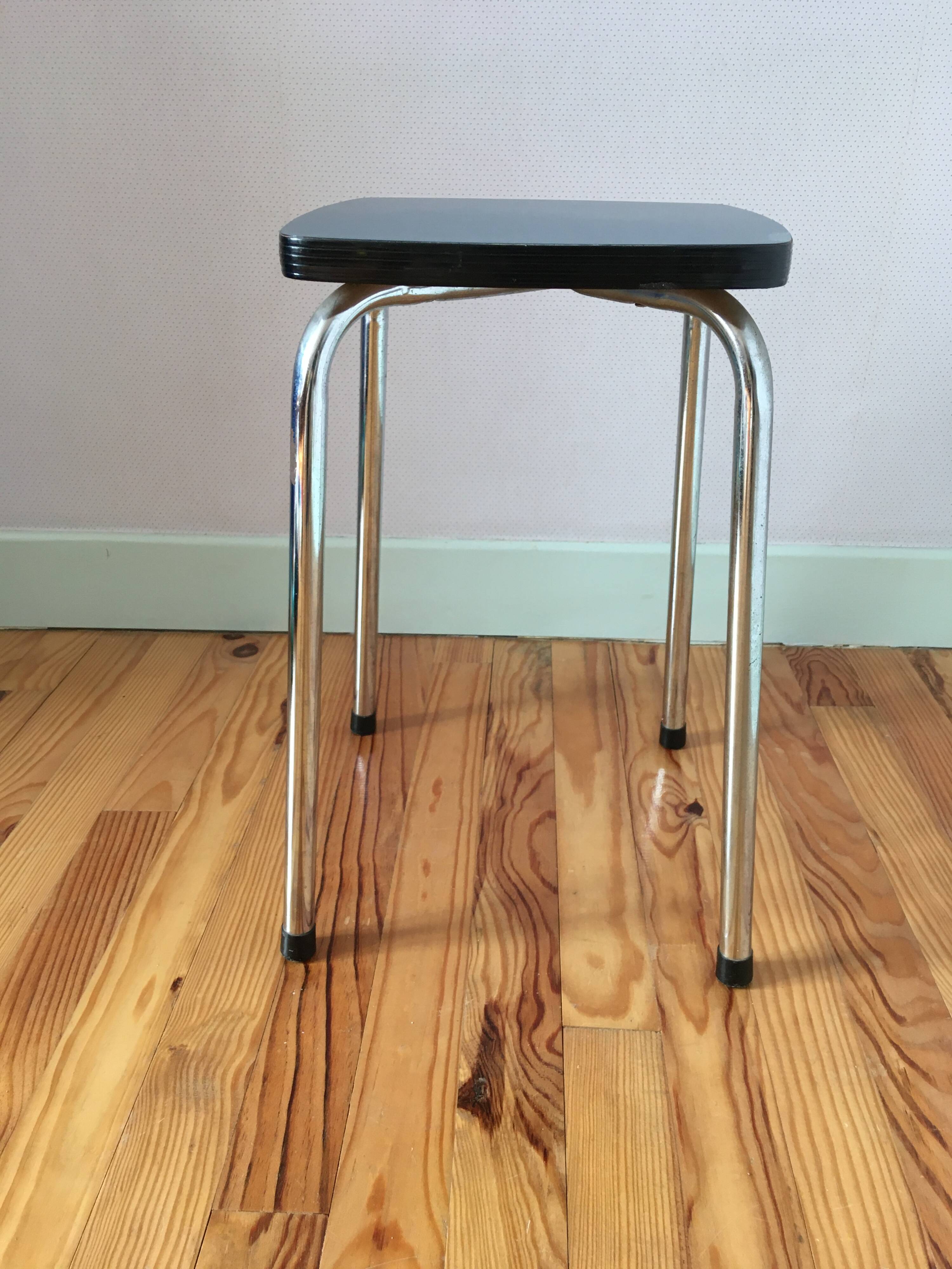 Hard blue formica stool
