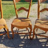 6 Old Straw Chairs in Fruit Tree