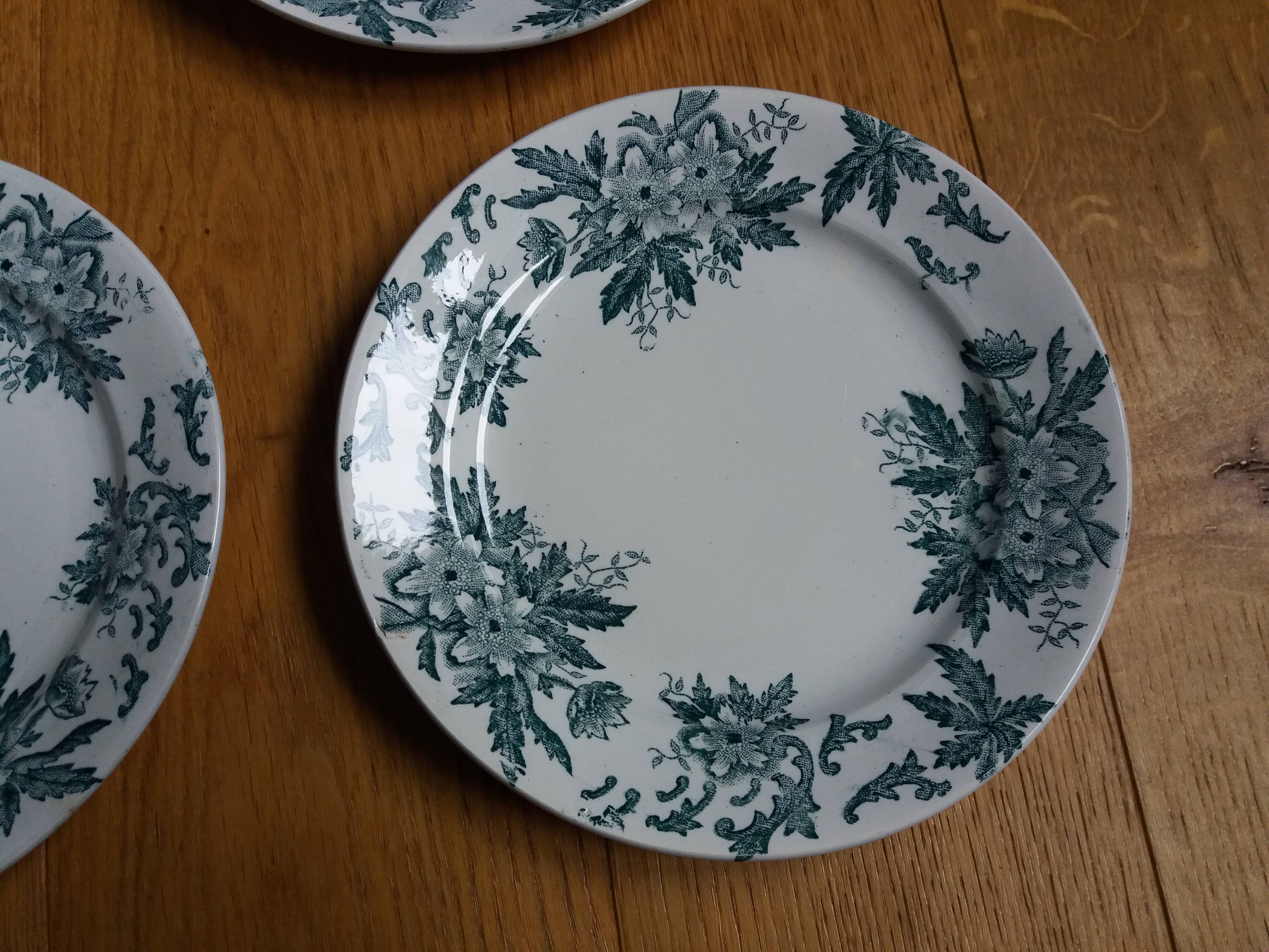 Assiettes Terre de fer Saint Amand décor Anémone