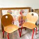 Paire de chaises enfant bois et metal rouge