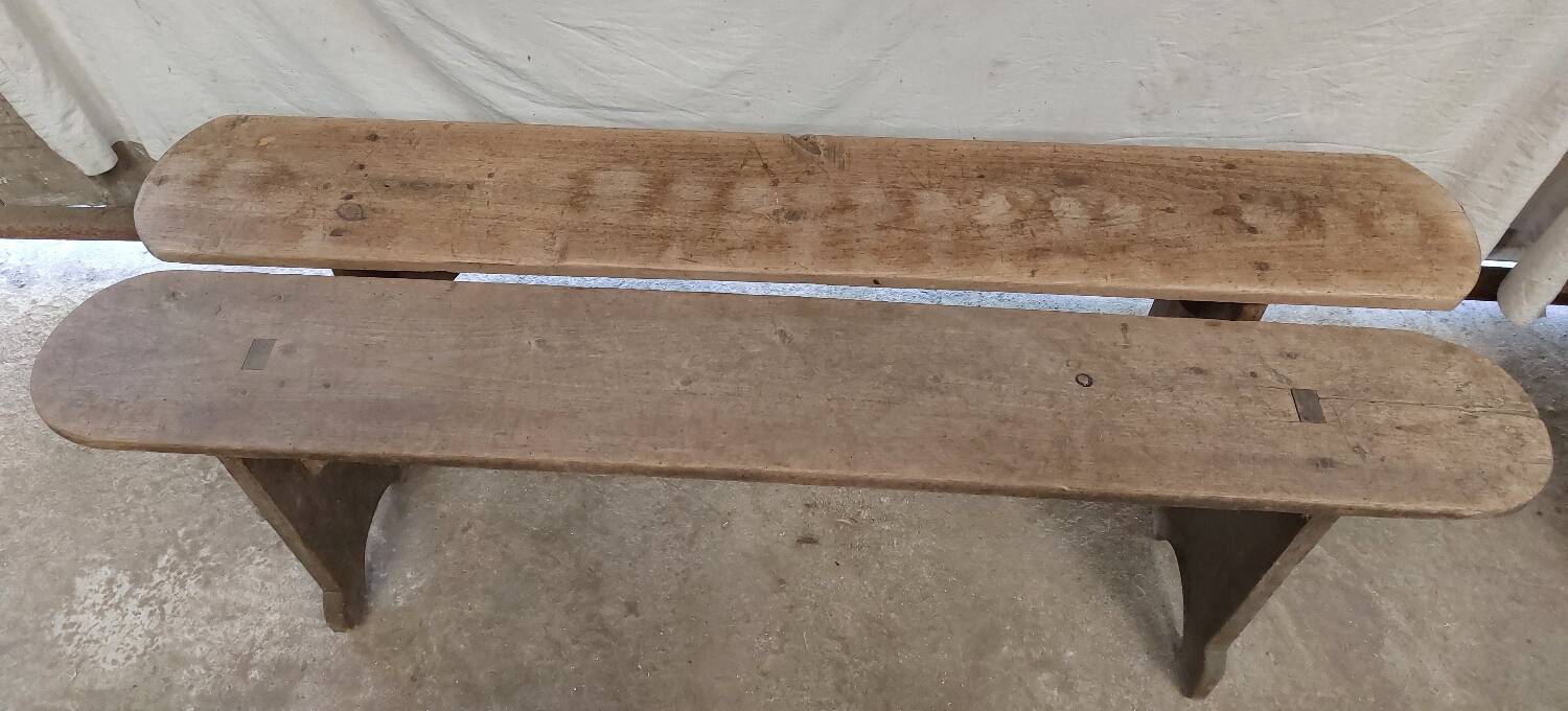 Lot of old wooden benches