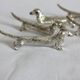 6 dog dachshund knife holders in vintage silver color metal