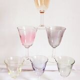 Six vintage polychrome glasses