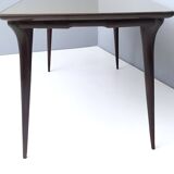 Rectangular Ebonized Beech Dining Table with a Taupe Glass Top, Italy