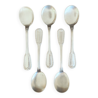 Lot de 5 cuillères à glace en métal argenté - poinçon Boulenger – Ref 23