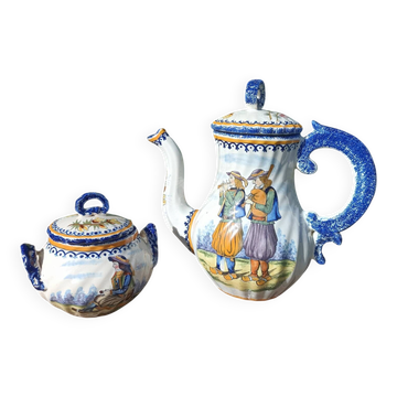 Henriot Quimper Teapot Sugar Bowl
