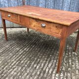 Poplar wood table with 2 front drawers from the Reconstruction period.