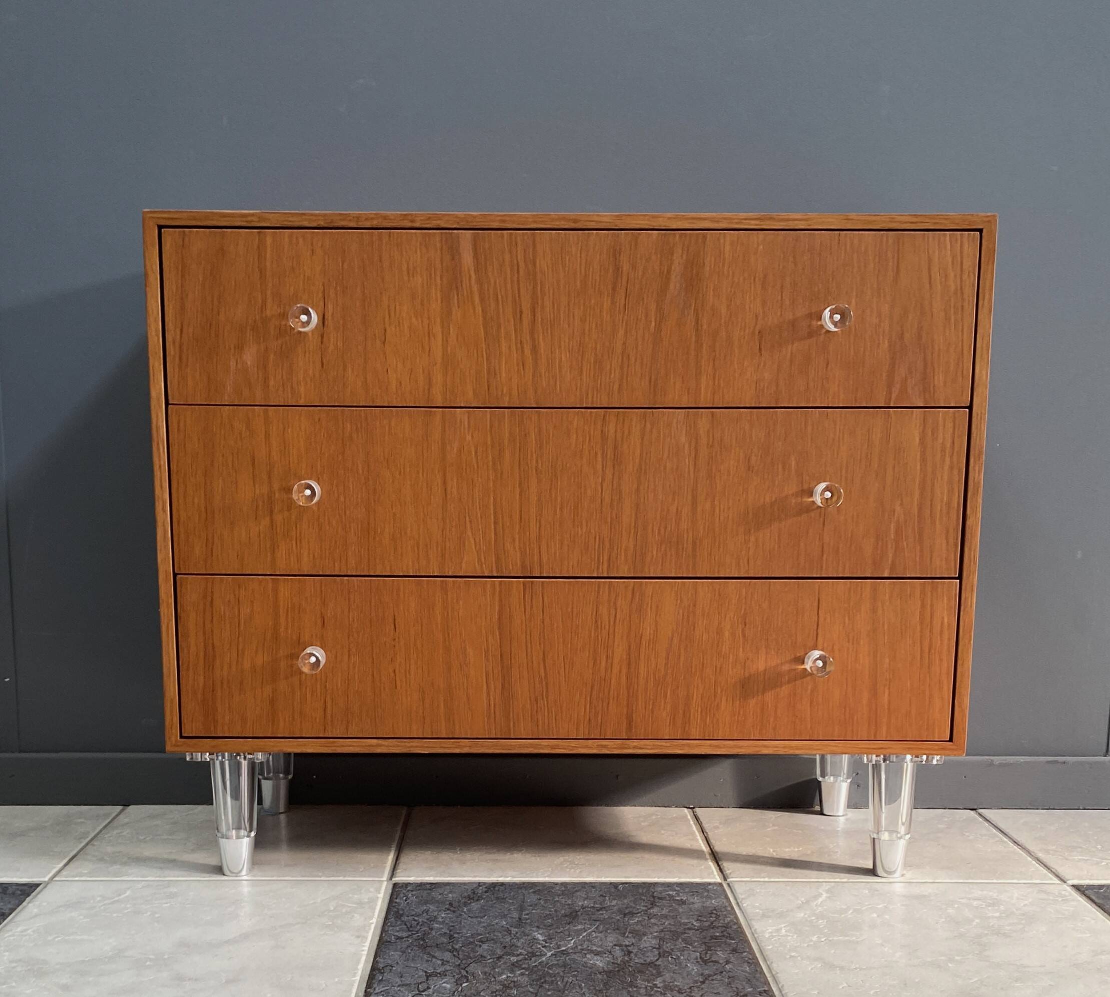 Teak chest of drawers 1970s with perspex handles