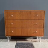 Teak chest of drawers 1970s with perspex handles