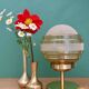 Vintage globe table lamp in frosted yellow and gold glass.
