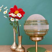 Lampe à poser globe vintage en verre granité jaune et doré