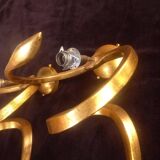 Pair of serpent "teo" lamp wall lights in gold aluminum, enzo ciampalini - 1970s