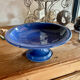 Vintage blue fruit bowl 1980s enamelled stoneware