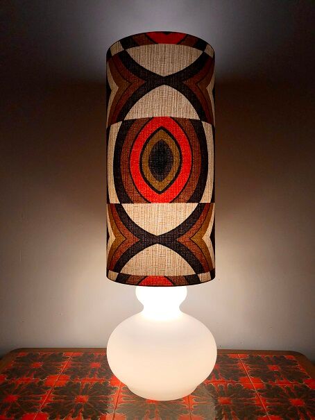 Opaline table lamp lampshade vintage fabric