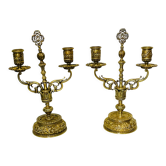 Pair of gilded bronze candlesticks nineteenth
