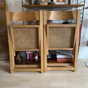 Duo of Italian chairs wood and cannage of the 60s