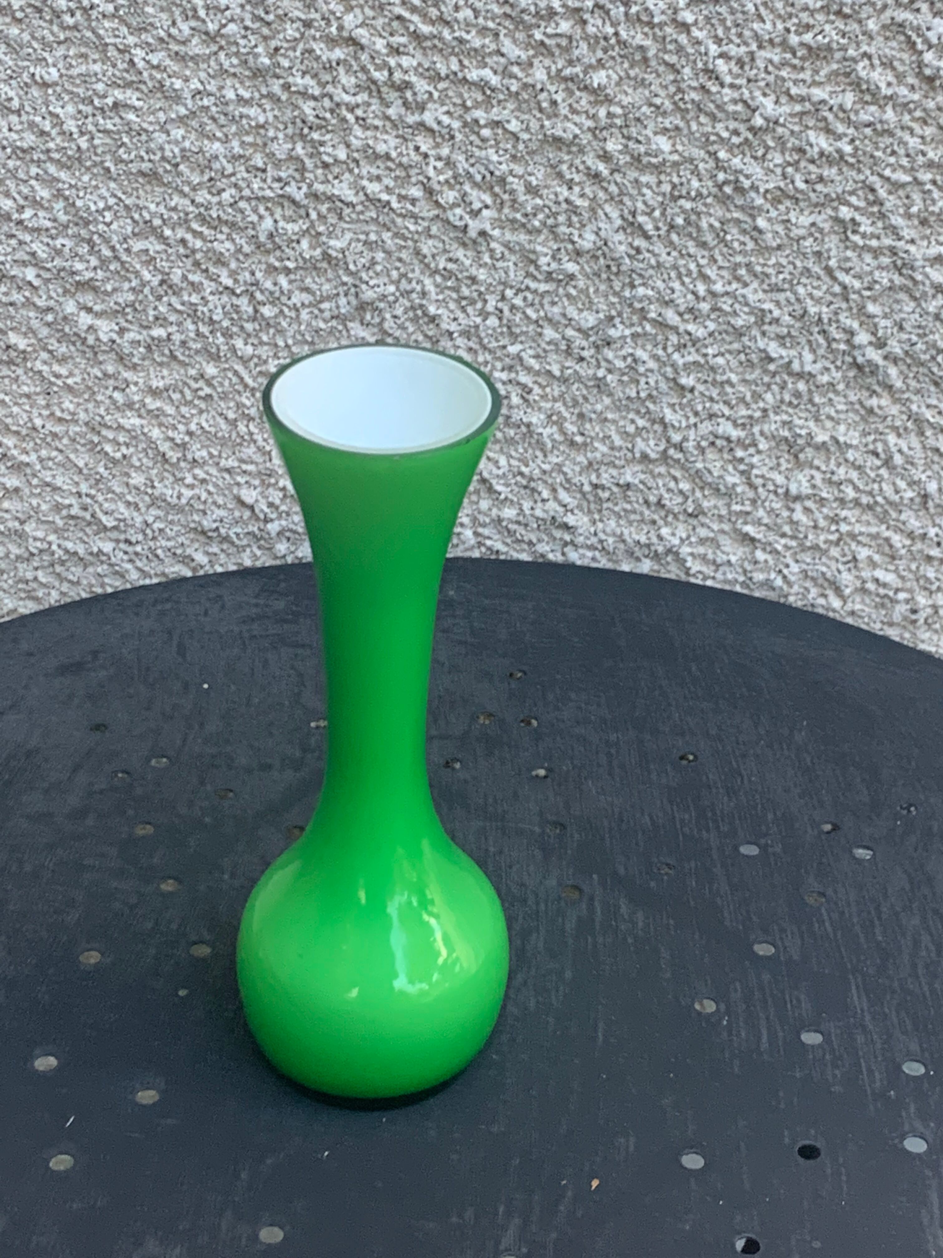 Vintage green opaline vase