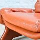 Brutalist Sculptured Brazilian Style Cognac Leather Lounge Chair, 1970s