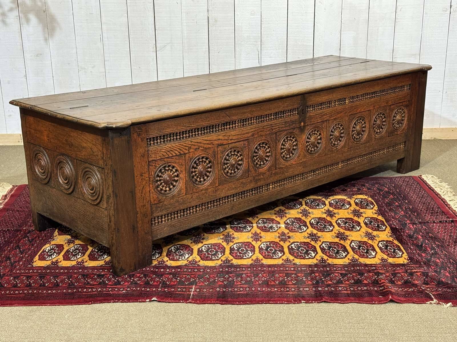 18th-century Breton chestnut bank bench