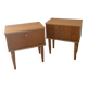Pair of vintage blond wood bedside tables 70s