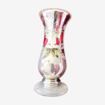 Vase aux fleurs en verre avec couche intérieure de dépôt de mercure