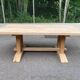 Grande table de monastère brutaliste en chêne massif 210x100cm 70s