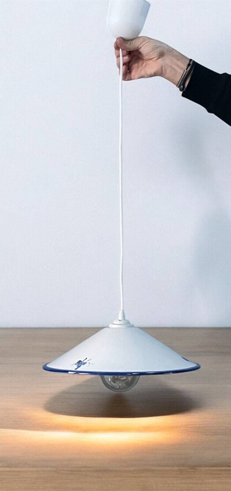 Vintage white ceramic chandelier lampshade decorated with white fish patterns