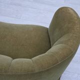 1960s, Danish 2-seater "Banana" sofa, original green furniture velour.