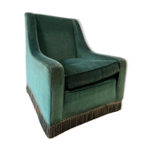 Fauteuil vintage turquoise avec franges