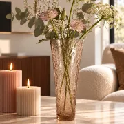 Bubble glass vase signed Biot – Pink beige