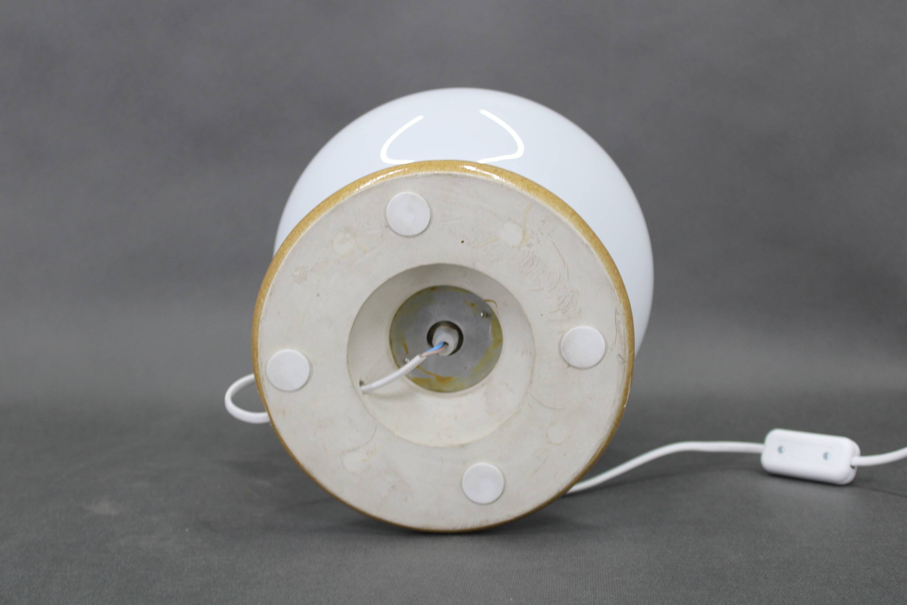 Czechoslovak midcentury ceramic table lamp with opaline glass, 1960s