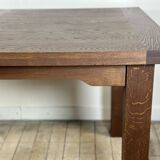 Brutalist solid oak table with 2 extensions from the 1990s.