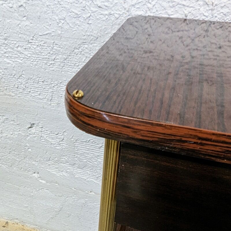 Vintage bedside table with wheels
