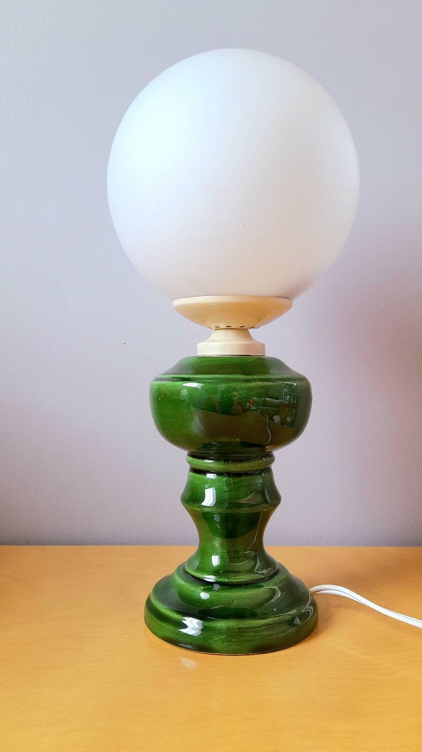 Ceramic and opaline lamp, 1970.