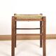 Vintage stool, square, in solid wood, straw seat.