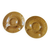 2 assiettes à artichauts en barbotine Gien