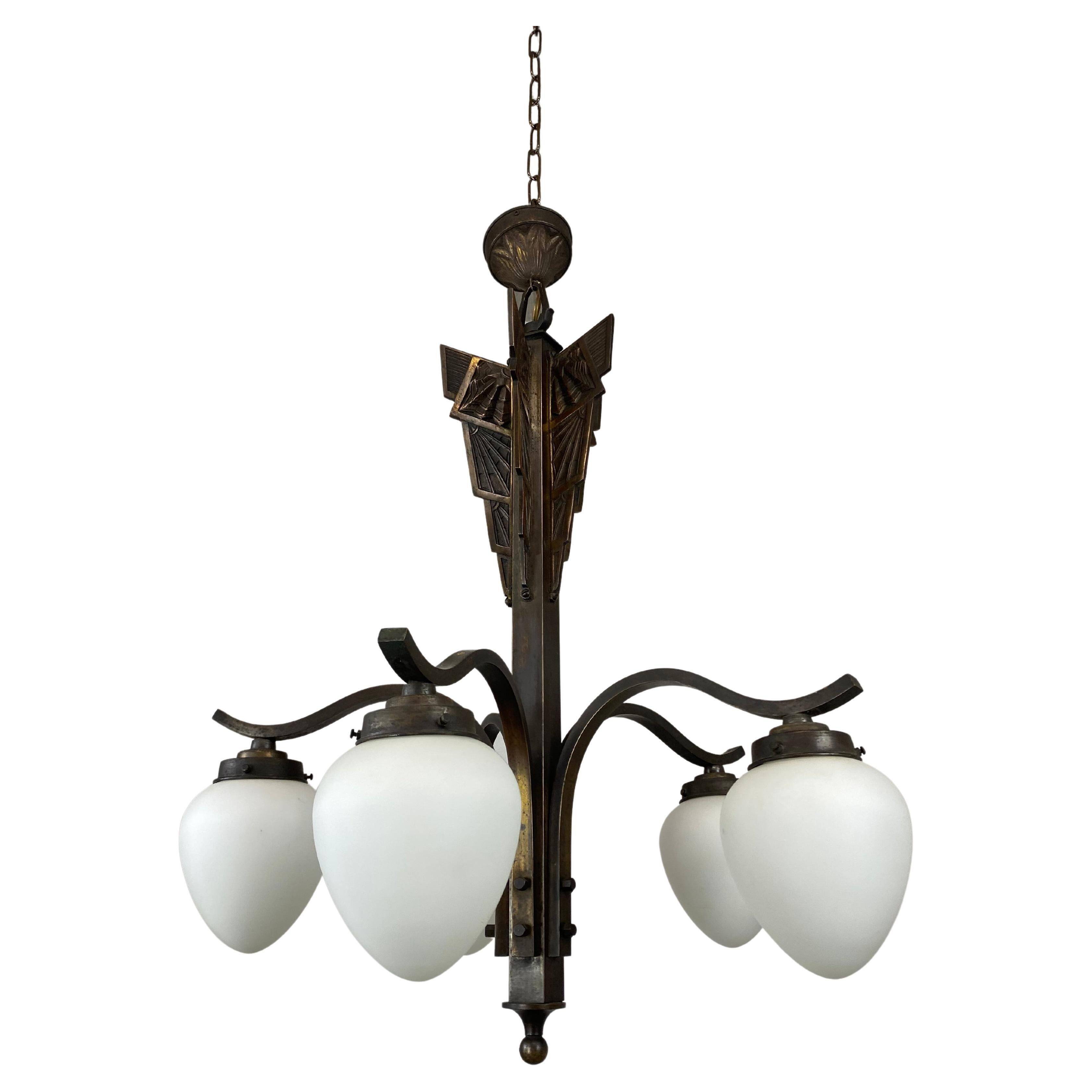 Art Deco bronze pendant lamp