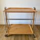 Metal trolley in beech wood and metal upright from the 60s