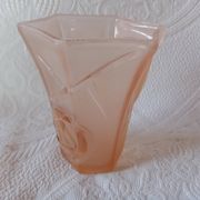 Tulipe en cloche - verre rose mat décor géométrique clair