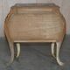 Pair of curved walnut commodes with marquetry and marble tops.