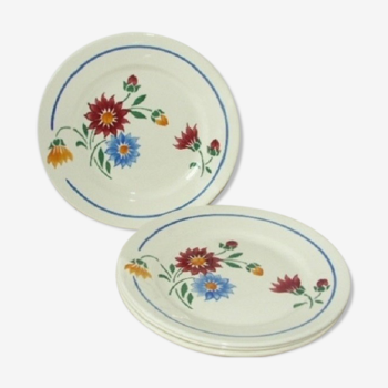 Lot 4 assiettes dessert anciennes Lunéville Art Nouveau